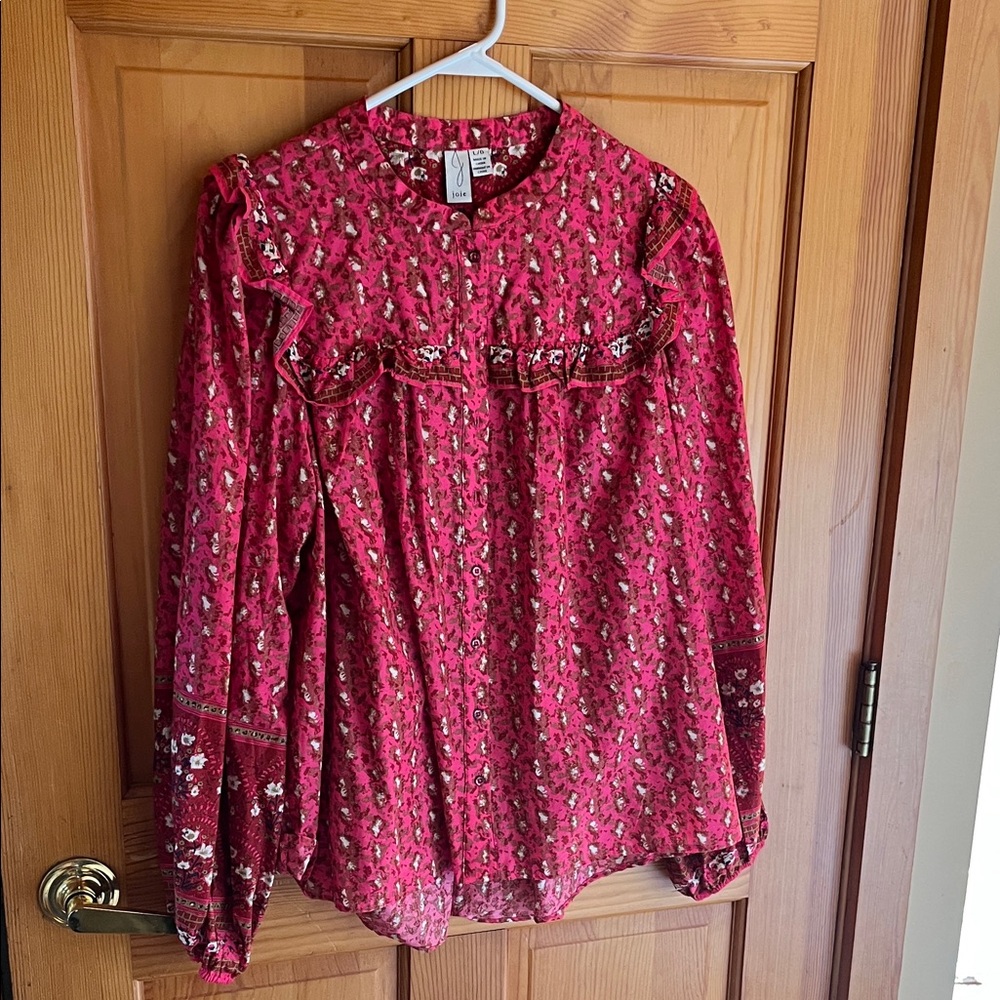 Joie Pink Button Down Floral Blouse